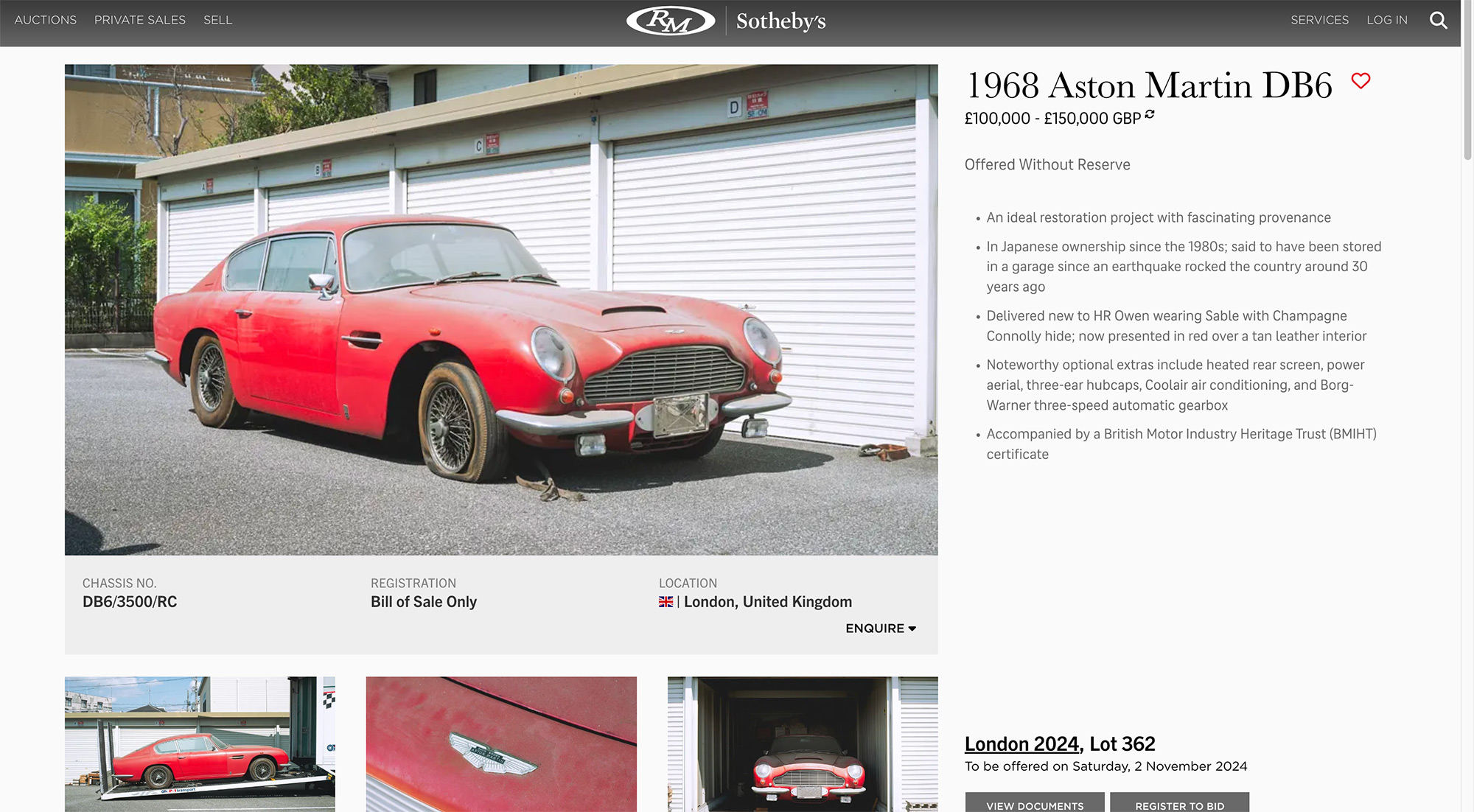 Automotive photography in Japan: The Barn Find Aston Martin DB6